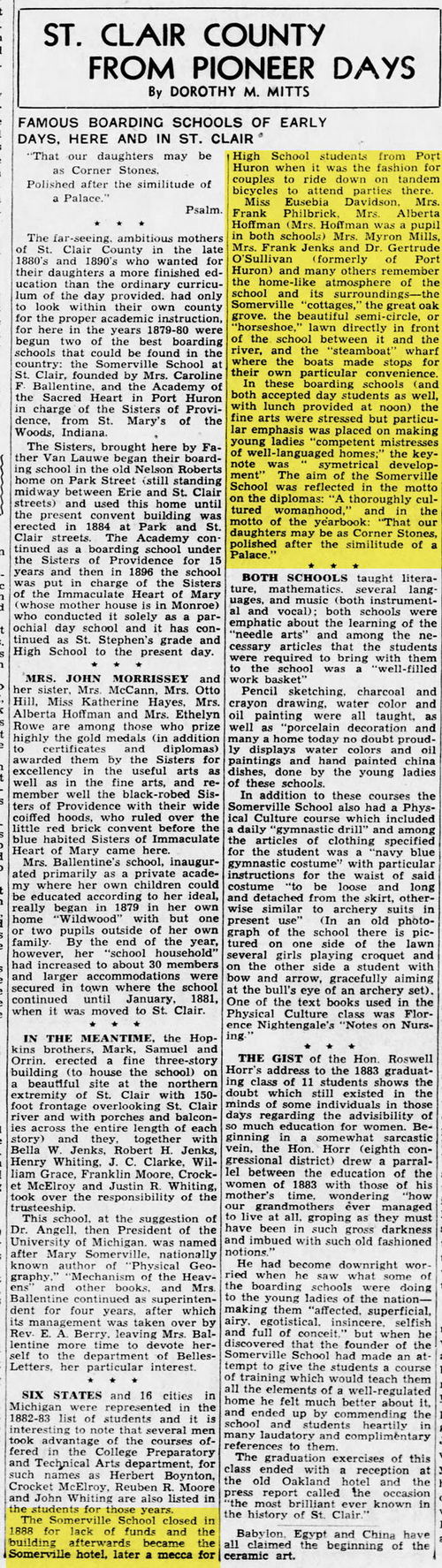 Somerville Hotel - Sep 22 1946 Article (newer photo)